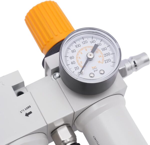 1/2" NPT Tire Changer Air Pressor Oil Water Regulator Separator with Pressure Gauge, Anti-Corrosion Plastic Housing, Visible Bowl, Complete Accessories, and Maximum Pressure of 145Psi - Image 2