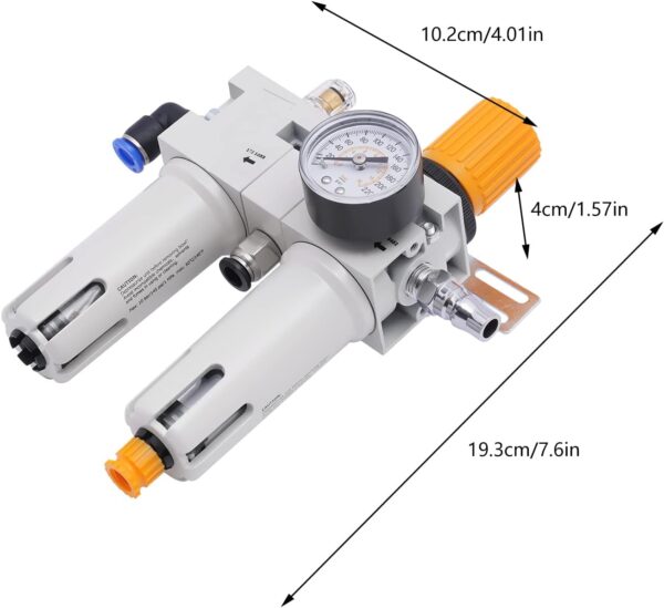 1/2" NPT Tire Changer Air Pressor Oil Water Regulator Separator with Pressure Gauge, Anti-Corrosion Plastic Housing, Visible Bowl, Complete Accessories, and Maximum Pressure of 145Psi - Image 7